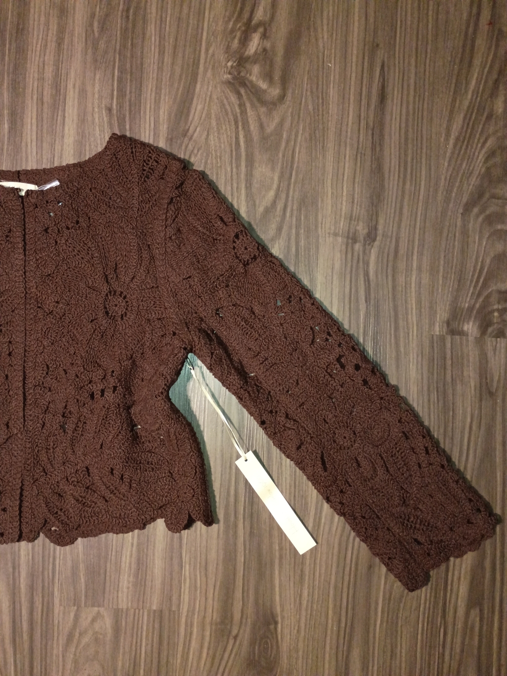 House of Harlow 1960 Brown Crochet Knit Cardigan